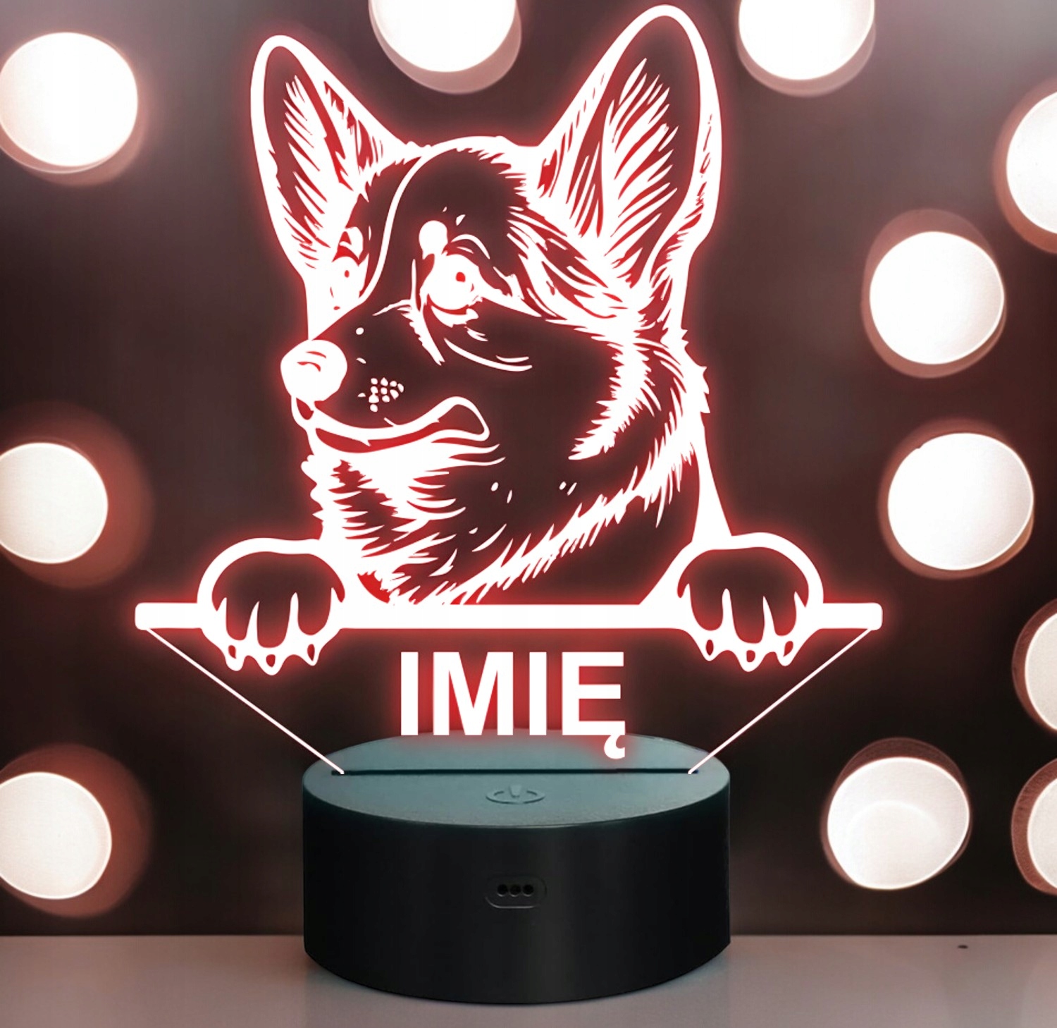 Lampka Nocna LED Corgi Rasa Psa z Imieniem na Prezent v.1 Lampka Nocna LED Corgi Rasa Psa z Imieniem na Prezent v.1
