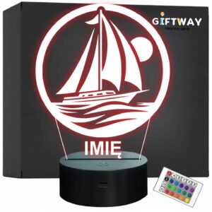 Lampka Nocna LED Statuetka Żeglowanie Żagiel Łódź na Prezent Grawer