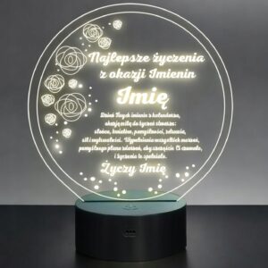 Lampka Nocna LED Statuetka Prezent Imieninowy z Okazji Imienin Grawer