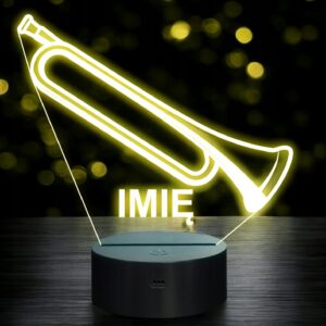 Lampka Nocna LED Imię Statuetka Trąbka Instrument Prezent Grawer