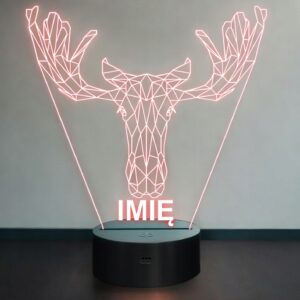 Lampka Nocna LED 3D Z Imieniem Grawer Łoś Personalizowana na Prezent