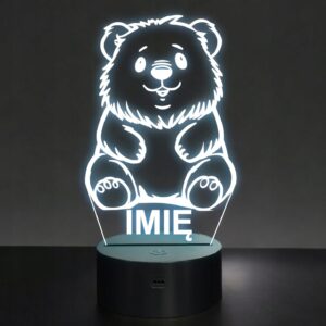 Lampka Nocna LED Z Imieniem Słodki Miś Polarny dla Dzieci na Prezent
