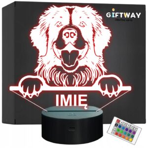 Lampka Nocna LED Newfoundland Rasa Psa z Imieniem na Prezent v.2