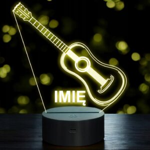 Lampka Nocna LED Imię Gitara Klasyczna Akustyczna Prezent Grawer v.3