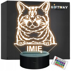 Lampka Nocna LED Brazilian Shorthair Rasa Kota z Imieniem na Prezent