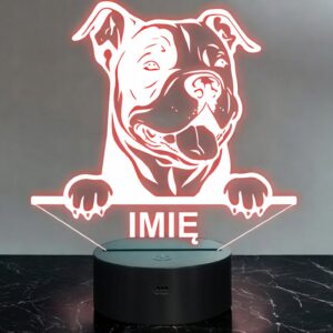 Lampka Nocna LED Pies American Bully Rasa z Imieniem Prezent Grawer