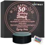 Lampka Nocna LED Prezent na 50 Urodziny Pamiątka Statuetka z Grawerem