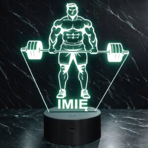 Lampka Nocna LED Z Imieniem Grawer Trójboista Kulturysta Sport Prezent v.1