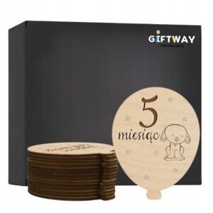 Drewniane Tabliczki Miesiące do Zdjęć Dziecka Pierwszy Rok Balony