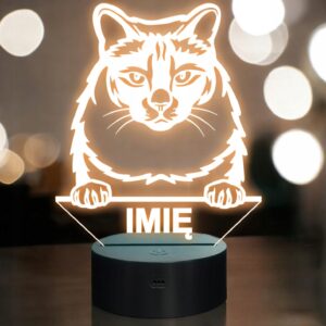 Lampka Nocna LED Kot balijski Rasa Kota z Imieniem na Prezent