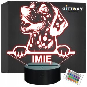 Lampka Nocna LED Dalmatyńczyk Rasa Psa z Imieniem na Prezent