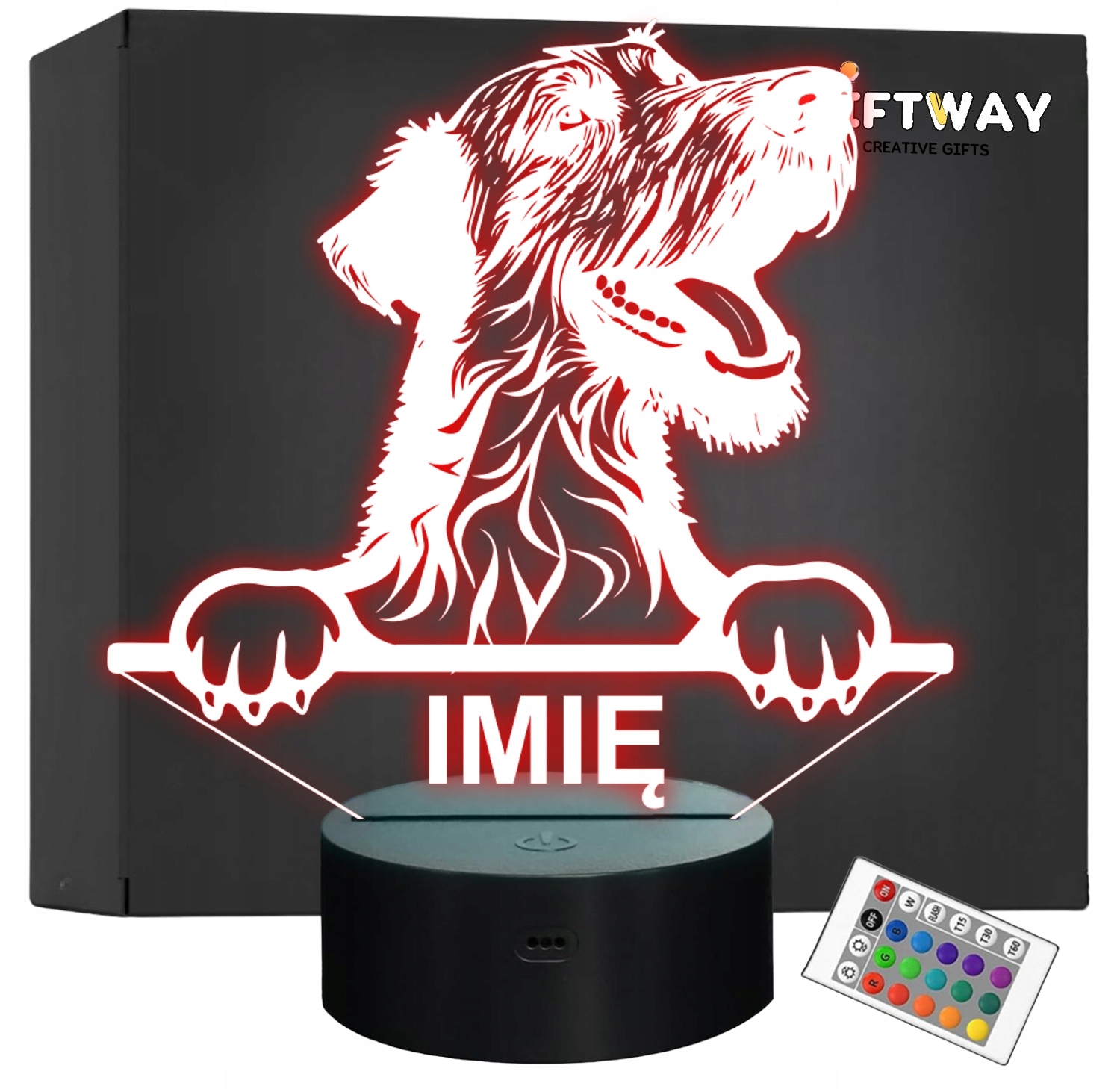 Lampka Nocna LED Wilczarz Irlandzki Rasa Psa z Imieniem na Prezent Lampka Nocna LED Wilczarz Irlandzki Rasa Psa z Imieniem na Prezent