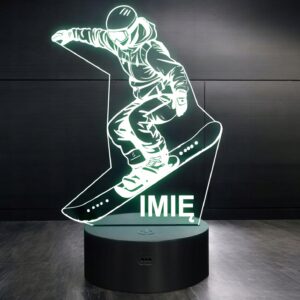 Lampka Nocna LED Z Imieniem Skyboard Snowskate Sport na Prezent