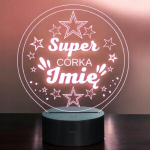 Lampka Nocna LED Statuetka Super Córka Rodzina na Prezent Grawer