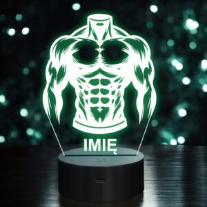 Lampka Nocna LED Imię Sylwetka Kulturysta Siłownia Prezent Grawer v.2