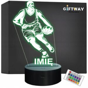 Lampka Nocna LED Z Imieniem Grawer Koszykarz Koszykówka Sport Prezent v.3
