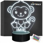 Lampka Nocna LED Z Imieniem Słodka Małpa Małpka dla Dzieci na Prezent