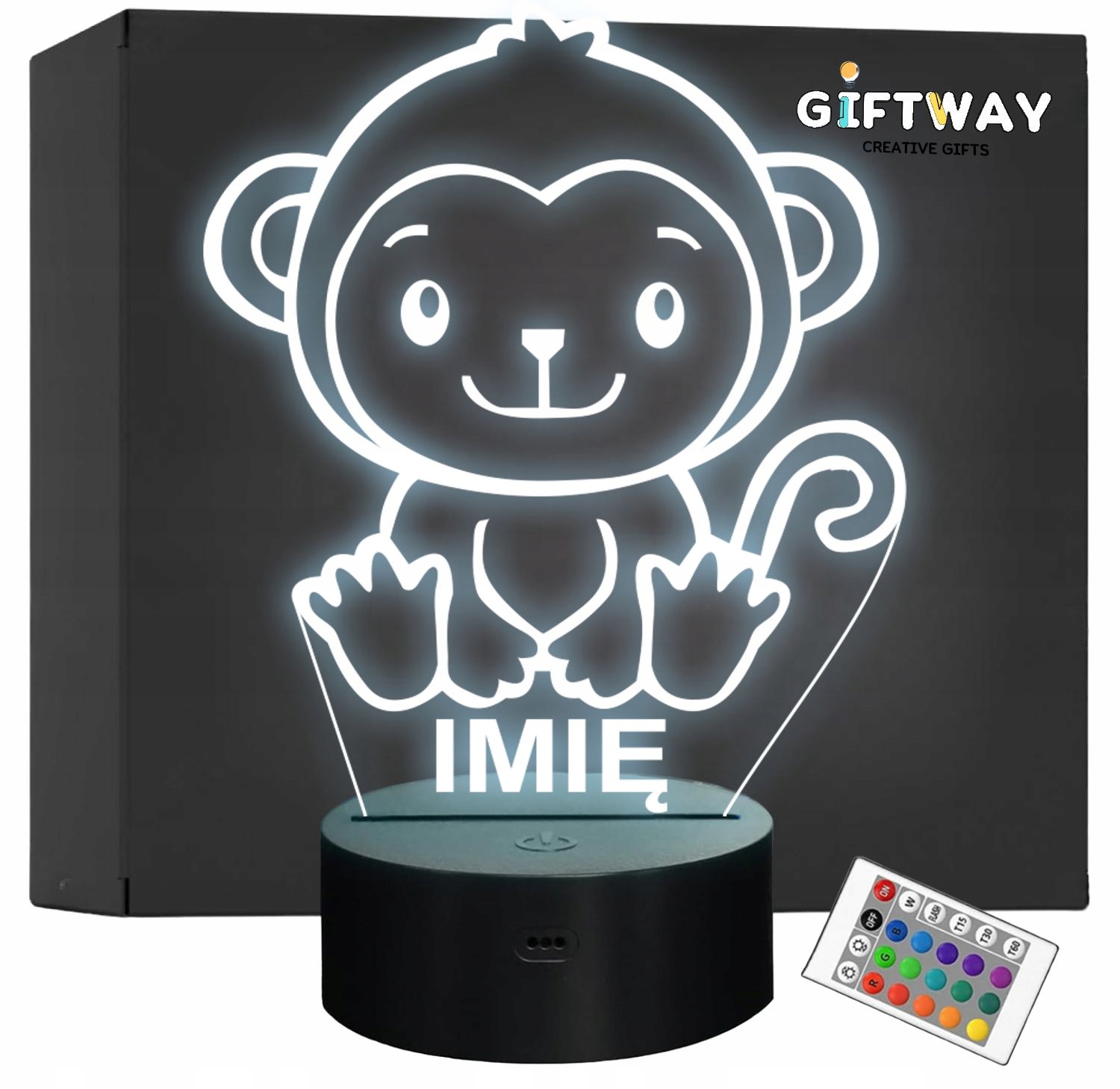 Lampka Nocna LED Z Imieniem Słodka Małpa Małpka dla Dzieci na Prezent Lampka Nocna LED Z Imieniem Słodka Małpa Małpka dla Dzieci na Prezent