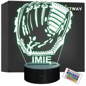 Lampka Nocna LED Z Imieniem Grawer Rękawica Baseball Sport na Prezent