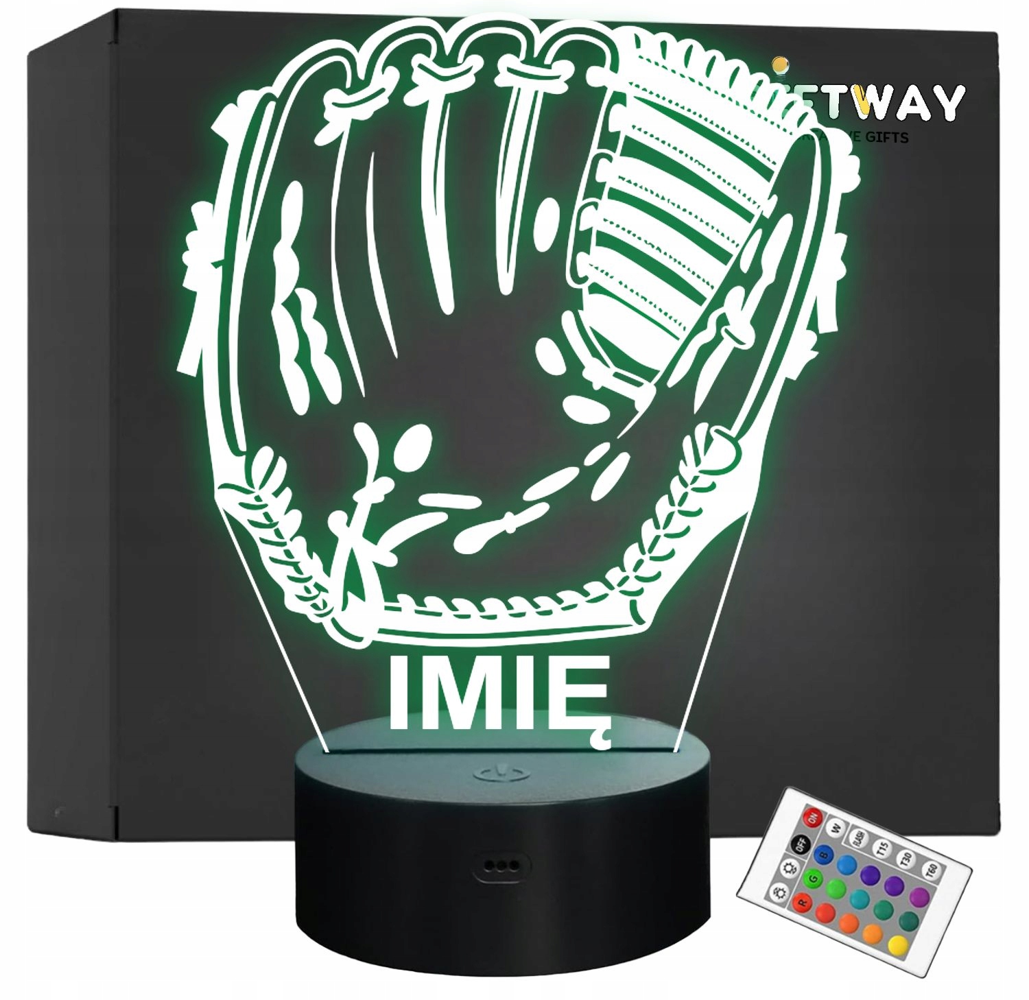 Lampka Nocna LED Z Imieniem Grawer Rękawica Baseball Sport na Prezent Lampka Nocna LED Z Imieniem Grawer Rękawica Baseball Sport na Prezent