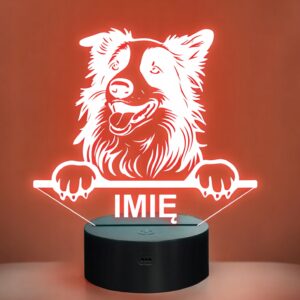 Lampka Nocna LED Border Collie Rasa z Imieniem na Prezent v.2