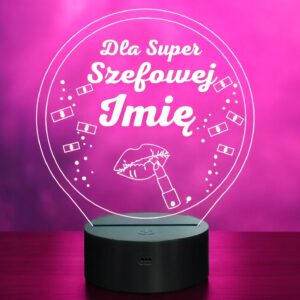 Lampka Nocna LED Statuetka Dla Super Szefowej na Prezent Grawer