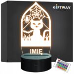 Lampka Nocna LED Imię Statuetka Halloween Ramka Kot Pająk Prezent Grawer