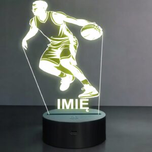 Lampka Nocna LED Z Imieniem Grawer Koszykarz Koszykówka Sport Prezent v.1
