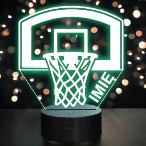 Lampka Nocna LED Z Imieniem Grawer Kosz Koszykówka Sport na Prezent v.1