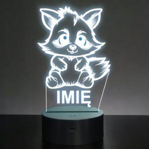 Lampka Nocna LED Z Imieniem Słodki Szop Pracz dla Dzieci na Prezent v.3