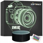 Lampka Nocna LED Aparat 3D Z Imieniem Prezent Foto