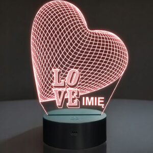 Lampka Nocna LED LOVE 3D Serce Prezent na Walentynki Miłosny z Imieniem