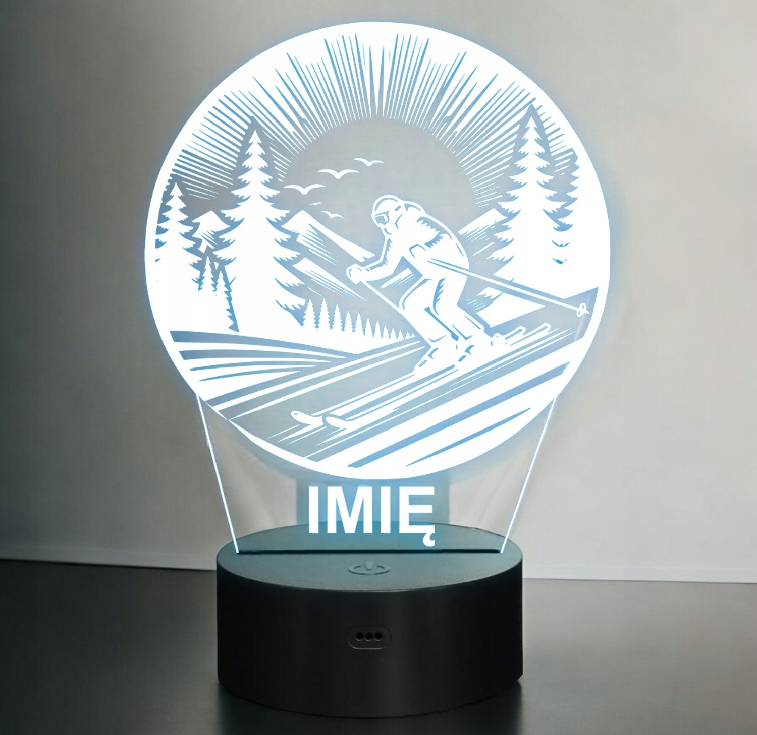Lampka Nocna LED Statuetka Sporty Zimowe Narty Narciarz Prezent Grawer v.4 Lampka Nocna LED Statuetka Sporty Zimowe Narty Narciarz Prezent Grawer v.4