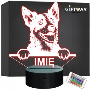 Lampka Nocna LED Australian Cattle Dog Blue Heeler z Imieniem na Prezent
