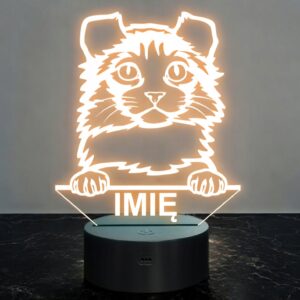 Lampka Nocna LED Kinkalow Rasa Kota z Imieniem na Prezent