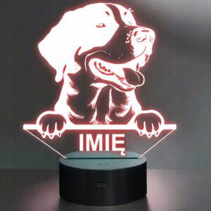 Lampka Nocna LED Duży Szwajcarski Pies Pasterski Psa z Imieniem na Prezent