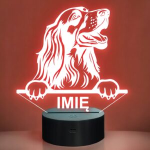 Lampka Nocna LED Seter irlandzki Rasa Psa z Imieniem na Prezent