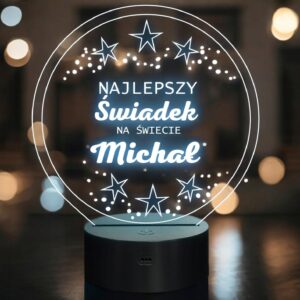 Lampka Nocna LED Prezent dla Świadka Pamiątka Podziękowania Grawer
