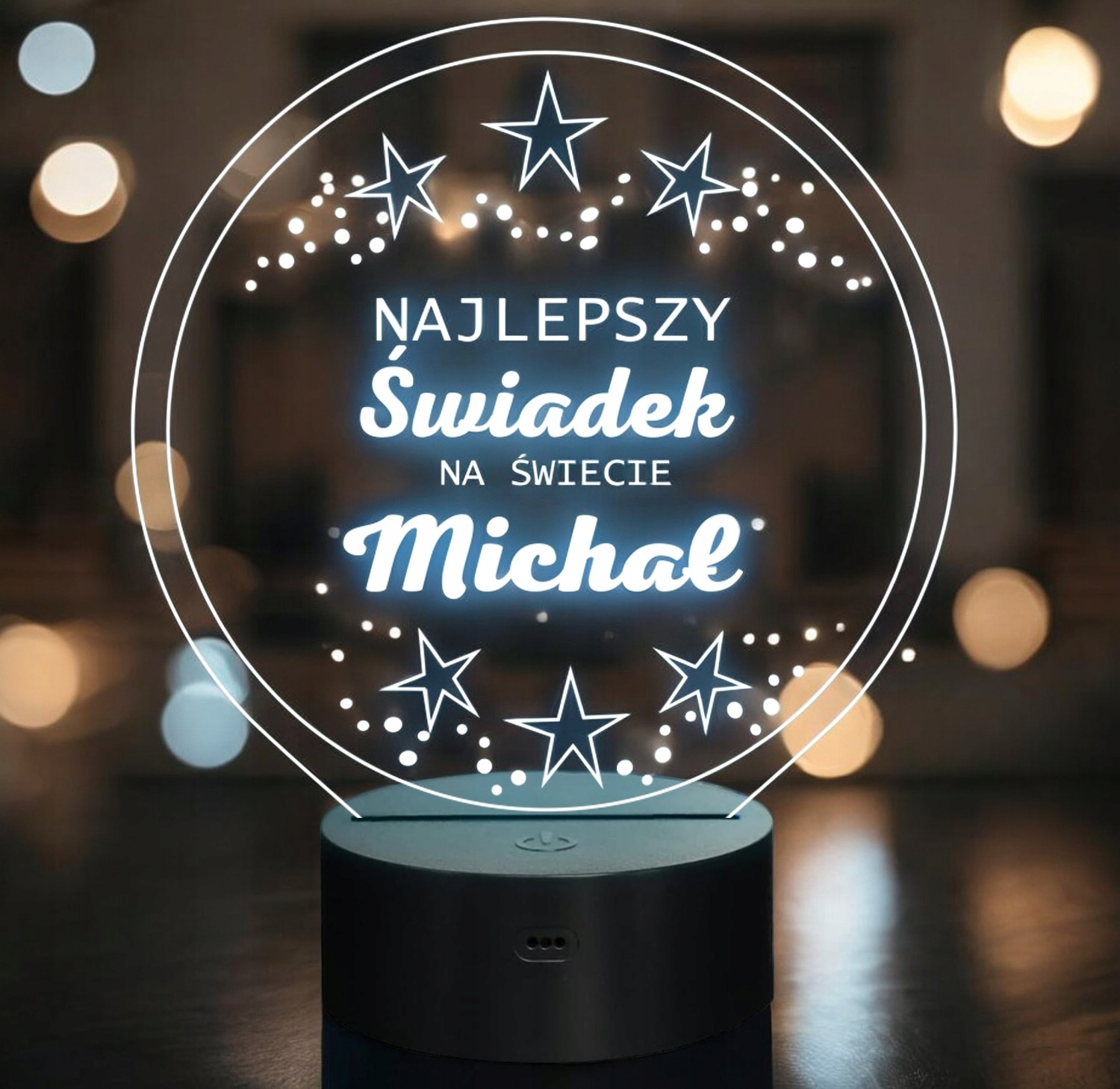 Lampka Nocna LED Prezent dla Świadka Pamiątka Podziękowania Grawer Lampka Nocna LED Prezent dla Świadka Pamiątka Podziękowania Grawer