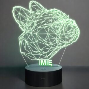 Lampka Nocna LED Z Imieniem Grawer Geometryczny Pies Buldog Francuski