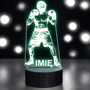 Lampka Nocna LED Z Imieniem Grawer Bokser Boks Sport na Prezent v.2