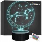 Lampka Nocna LED Lew Znak Zodiaku Horoskop z Imieniem Prezent Grawer