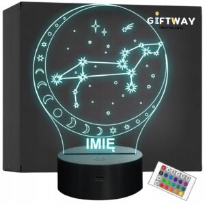 Lampka Nocna LED Lew Znak Zodiaku Horoskop z Imieniem Prezent Grawer