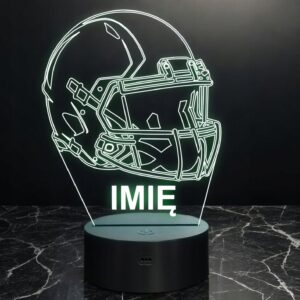 Lampka Nocna LED Z Imieniem Grawer Kask Rugby Sport na Prezent