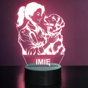 Lampka Nocna LED Imię Statuetka Zawód Weterynarz na Prezent Grawer