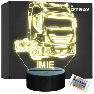 Lampka Nocna LED Imię Statuetka Ciężarówka Tir na Prezent Grawer v.4