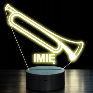 Lampka Nocna LED Imię Statuetka Trąbka Instrument Prezent Grawer