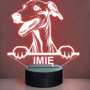 Lampka Nocna LED Greyhound Rasa Psa z Imieniem na Prezent