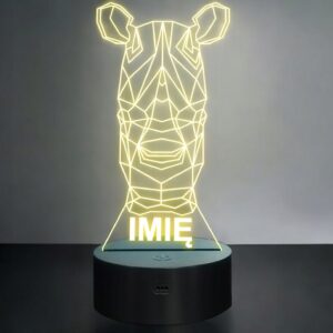 Lampka Nocna LED 3D Z Imieniem Grawer Nosorożec na Prezent Personalizowana