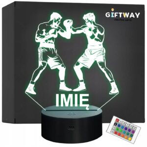 Lampka Nocna LED Z Imieniem Grawer Bokserzy Boks Sport na Prezent